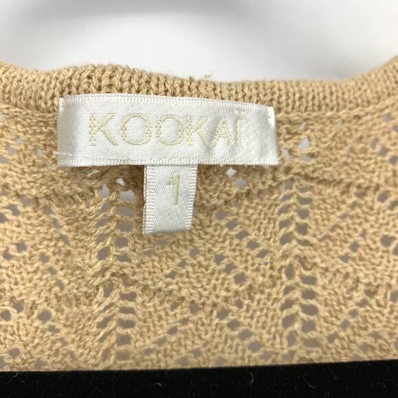 Kookai Sweater Vest Womens Size 1 US Small Tan Crochet Pointelle Knit Sleeveless - Picture 5 of 6